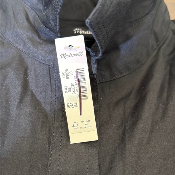 Madewell Seamed Long-Sleeve Mini Shirtdress in Poplin Size 00 - Picture 9 of 12